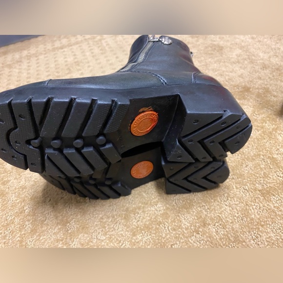 Harley Davidson biker boots black leather double zip chunky size 6.5 like new! - Picture 4 of 16